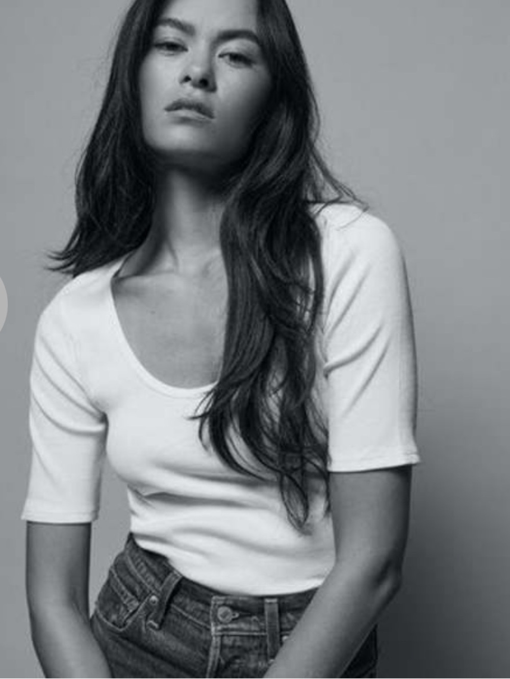 NATION LTD Lark Rip Classic Scoop Neck Ribbed White Top XS